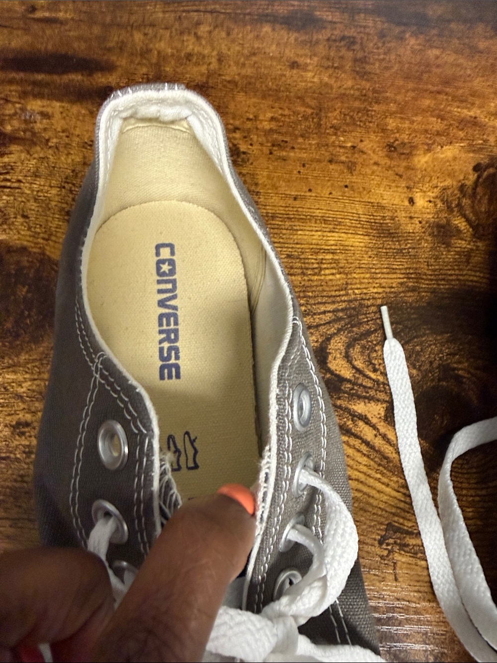 Converse Gray Low Top Canvas Sneakers with White Accents - Picture 2 of 4